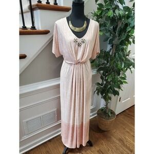 Ruby Rd Women's Polyester Short Sleeve V-Neck Long Maxi Dress